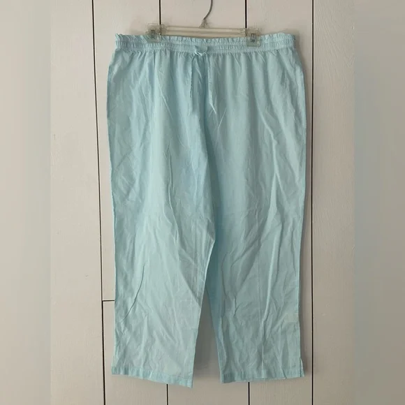 Ella Simone Cotton Pajama Set Sz XL Sky Blue NWOT Embroidered Pintuck Ribbon - Picture 12 of 16